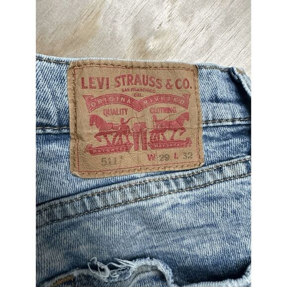 Levi's Mens 511 Skinny Jeans Size 29 x 32 Acid Wash Stretch *well Worn* - Picture 3 of 6